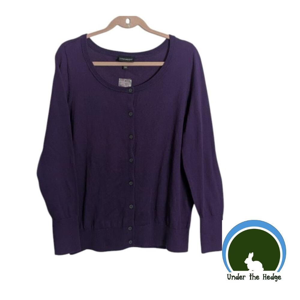 NWT Lane Bryant Purple Scoop Neck Lightweight Cardigan Sz 14/16 Cotton Blend o2